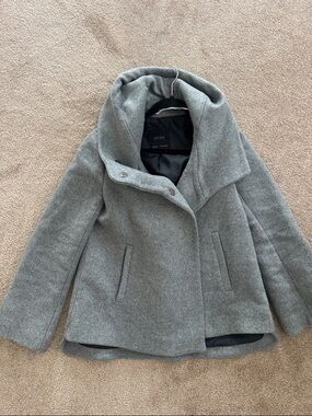 Zara Gray Hooded Wool-Blend Peacoat
